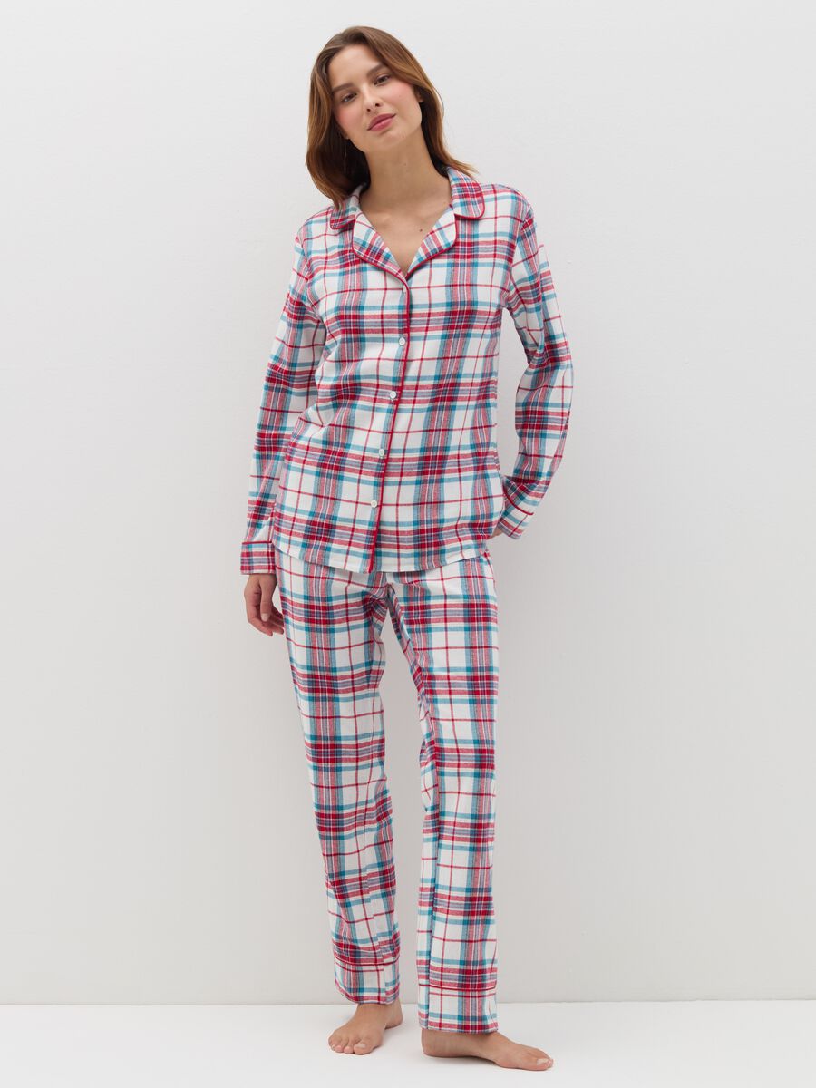 Long pyjamas in check flannel with lurex_0