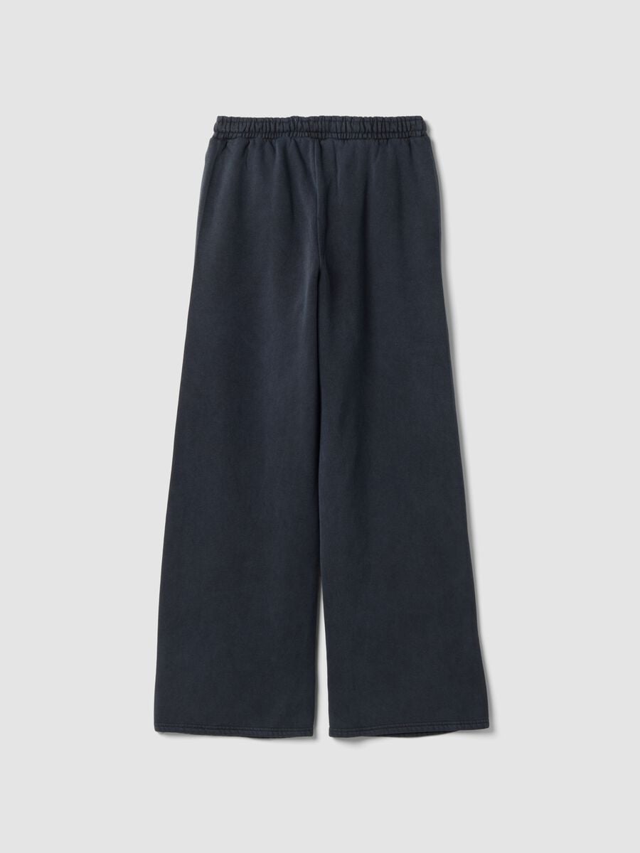Jogger grigi wide leg in misto cotone con strass_7