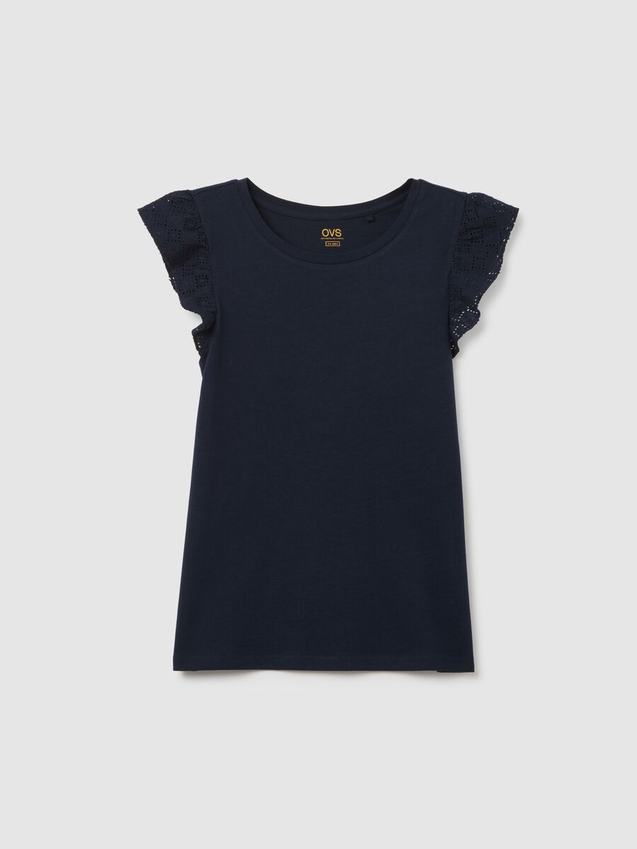 Women's blue pure cotton top regular fit with ruffles_4