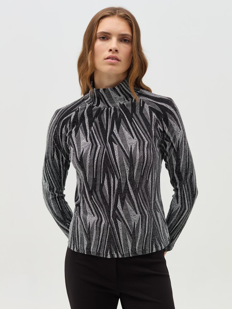 T-shirt with geometric pattern with lurex_0