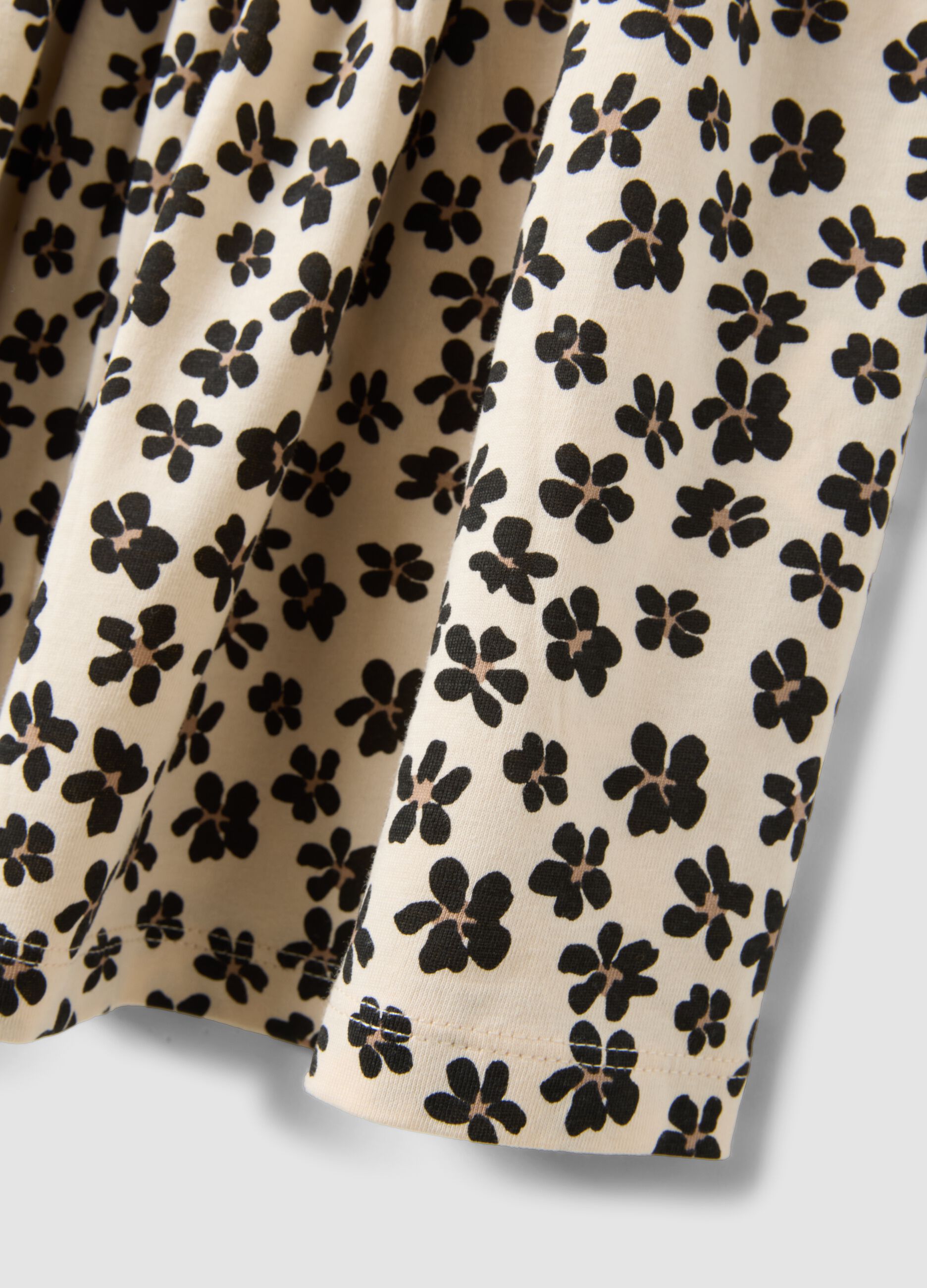 Beige pure cotton dress with floral print