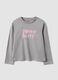 Girls&rsquo; grey organic cotton T-shirt with front print, regular fit_0