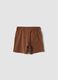 Shorts marroni in puro cotone organico con vita elasticizzata per bimbo regular fit_1