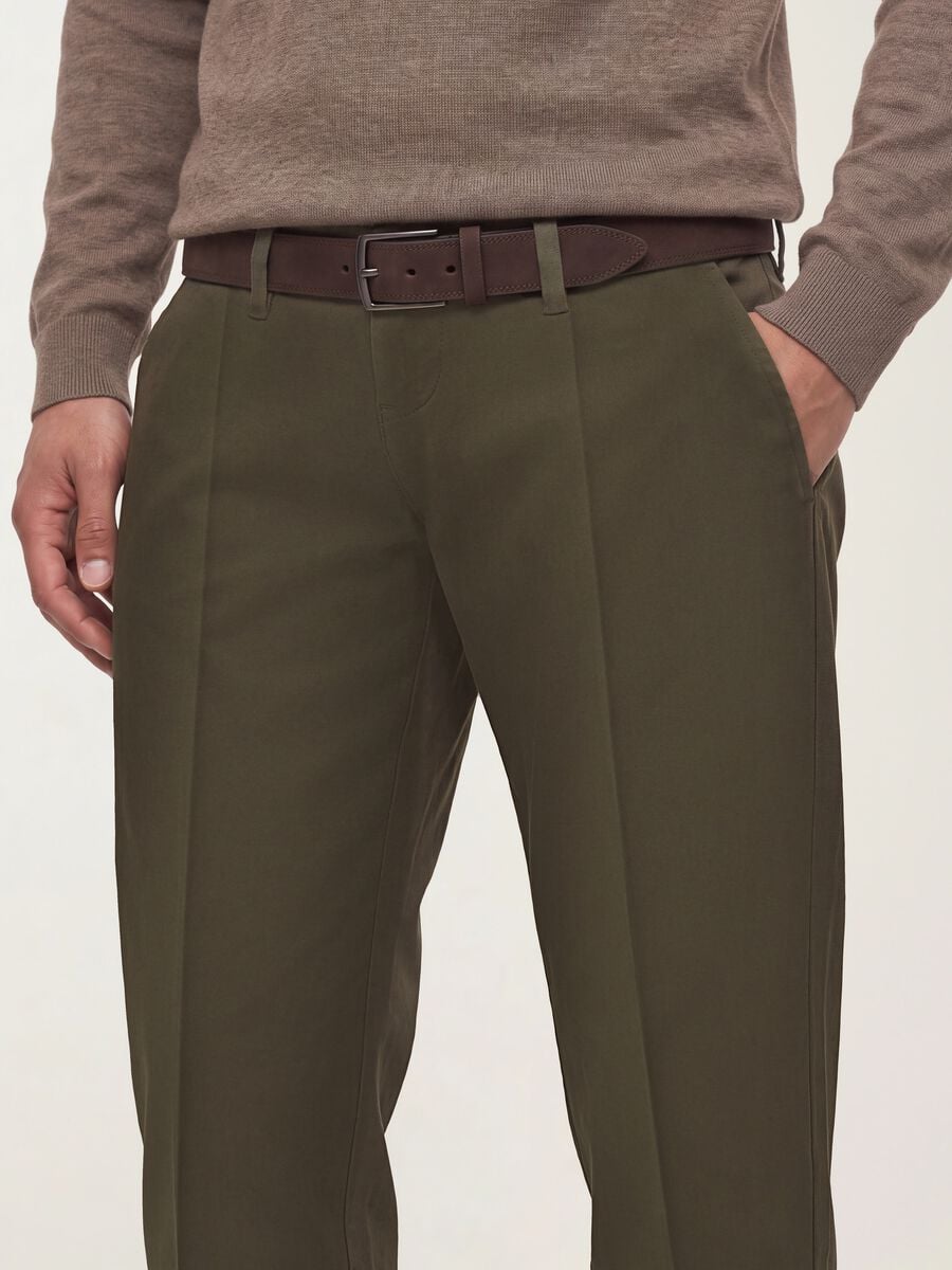 Green slim-fit stretch cotton twill chino trousers_3