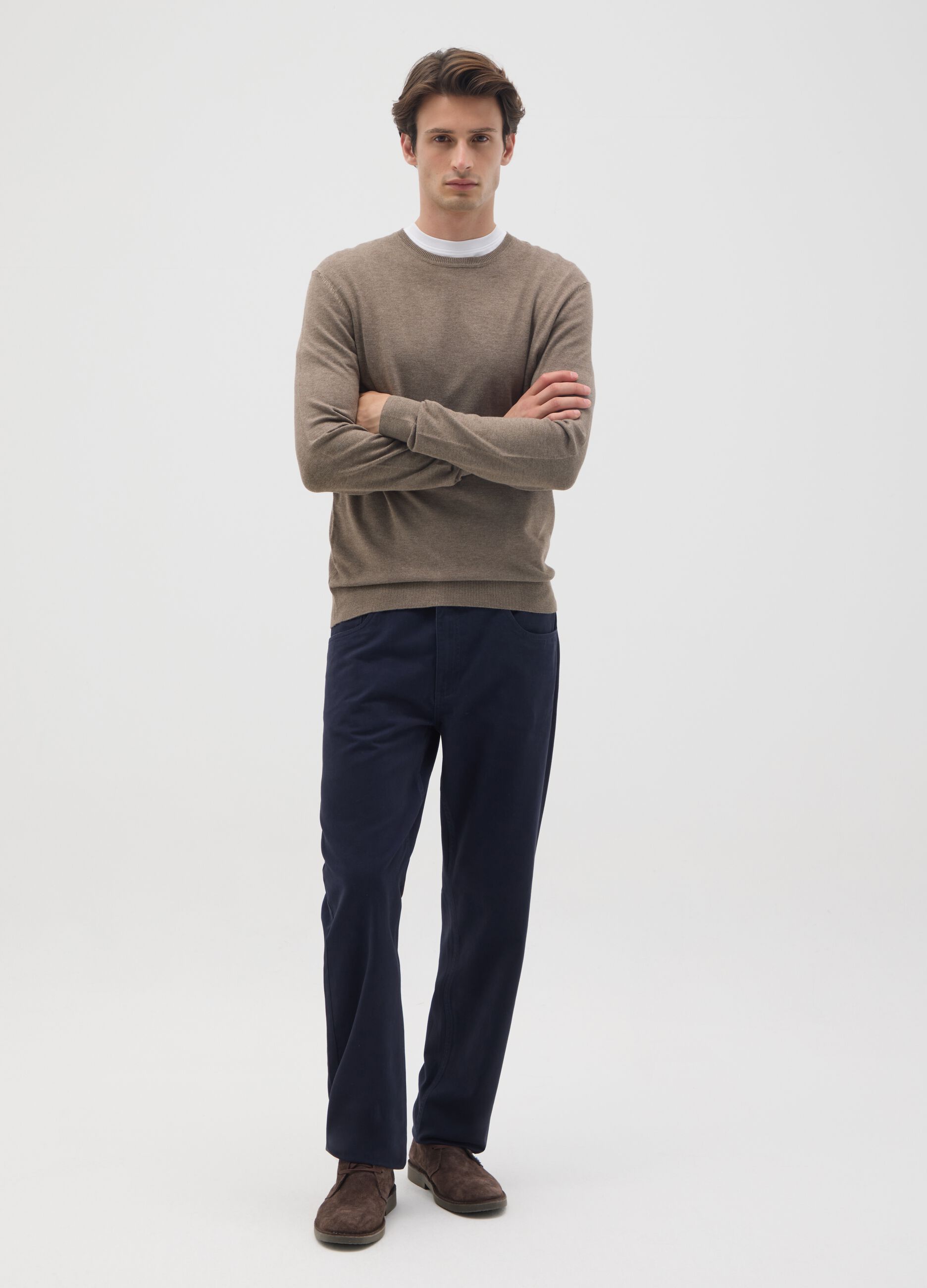 Brown regular fit viscose blend jumper