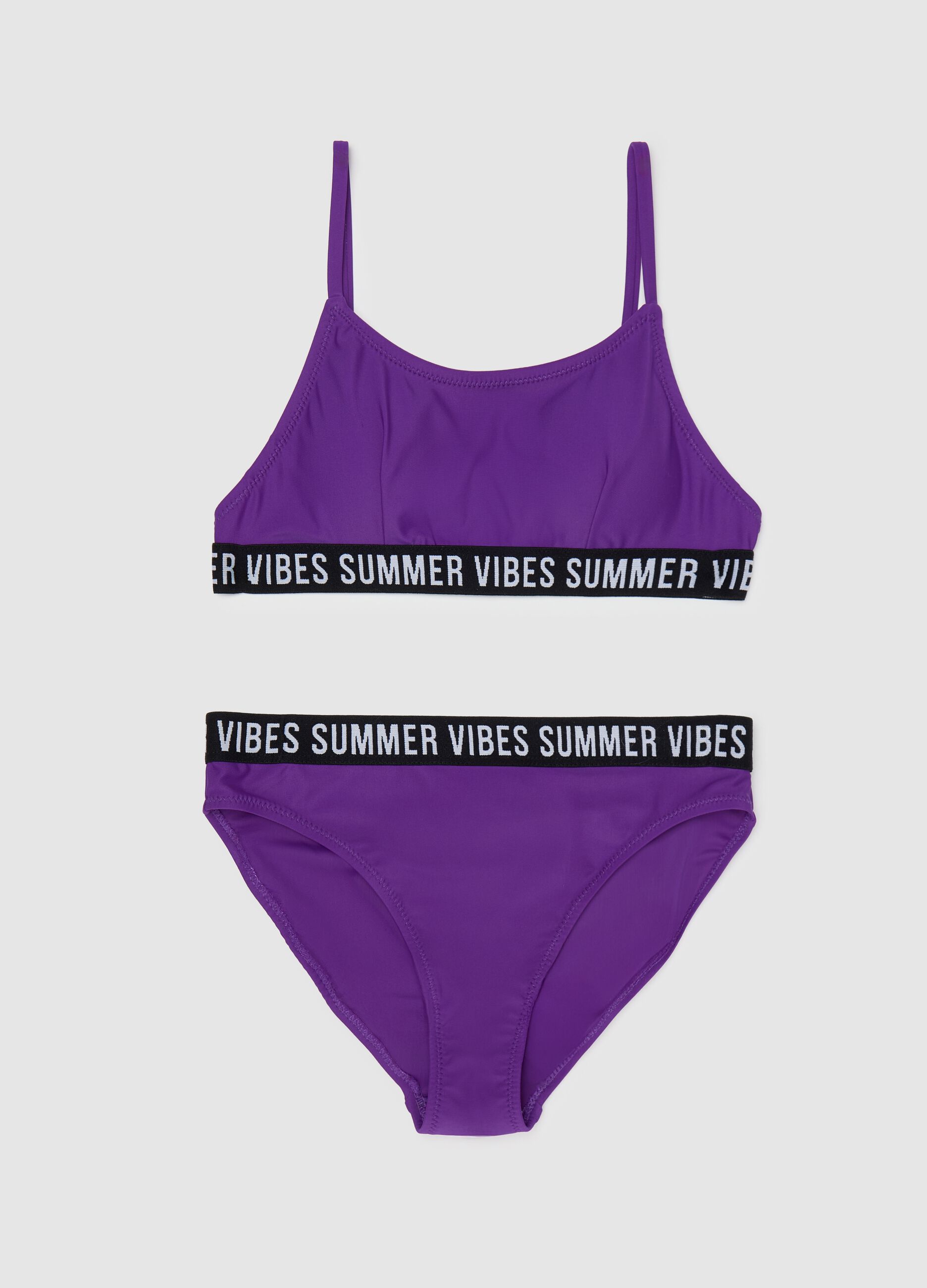 Girls’ bikini in purple stretch fabric