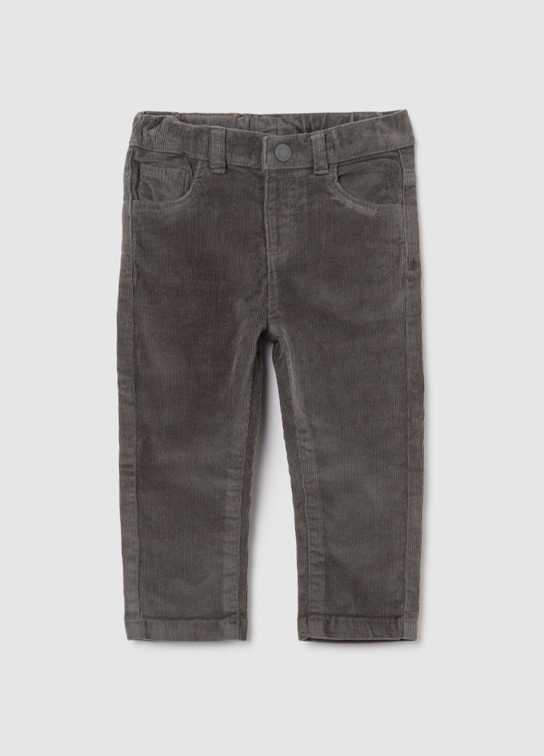 Children's grey stretch cotton blend trousers with a regular fit
