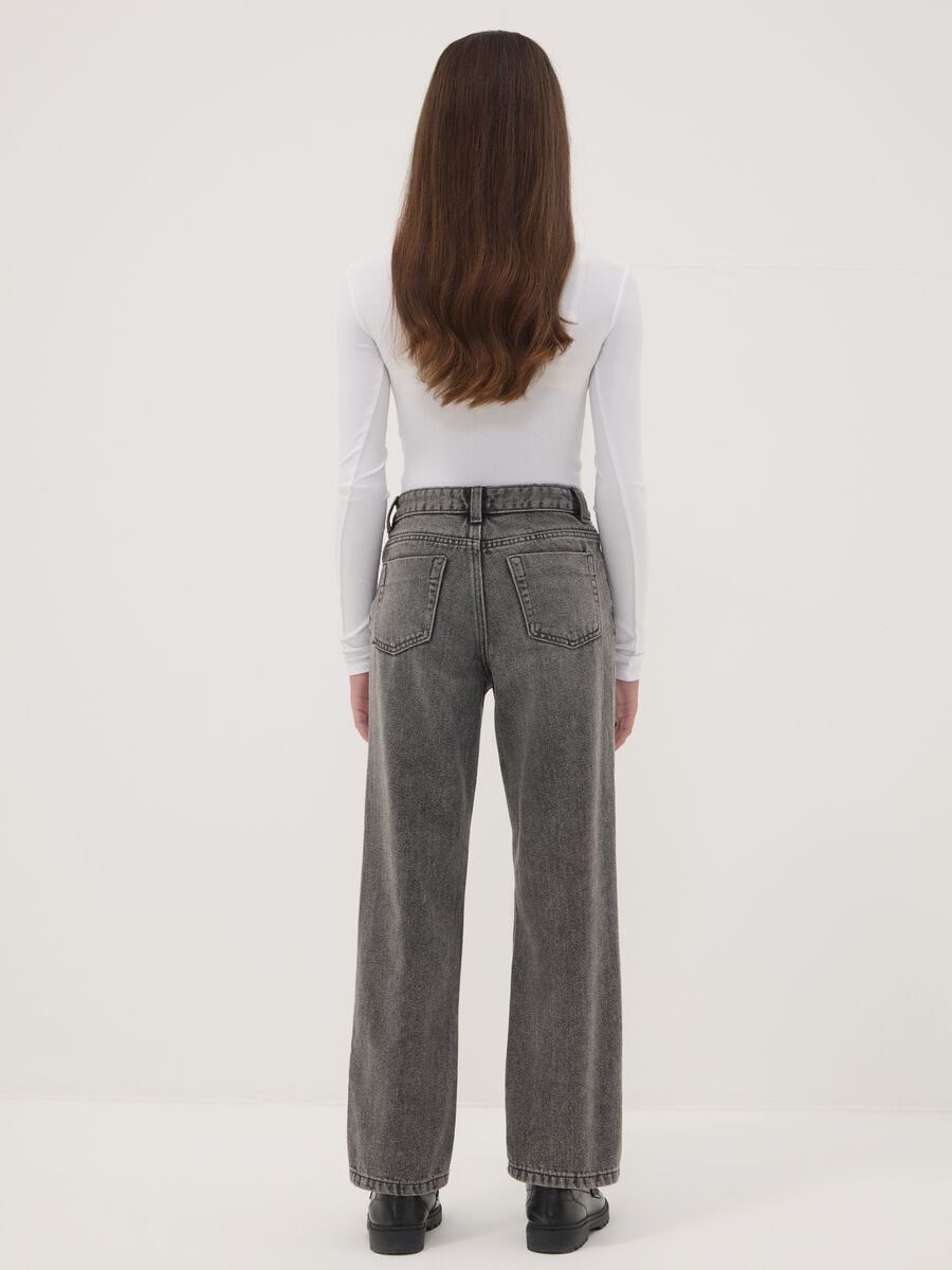 Jeans grigi straight in denim di misto cotone, lyocell e viscosa per ragazza_2