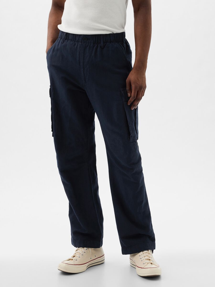 Cargo parachute trousers in linen and cotton_2