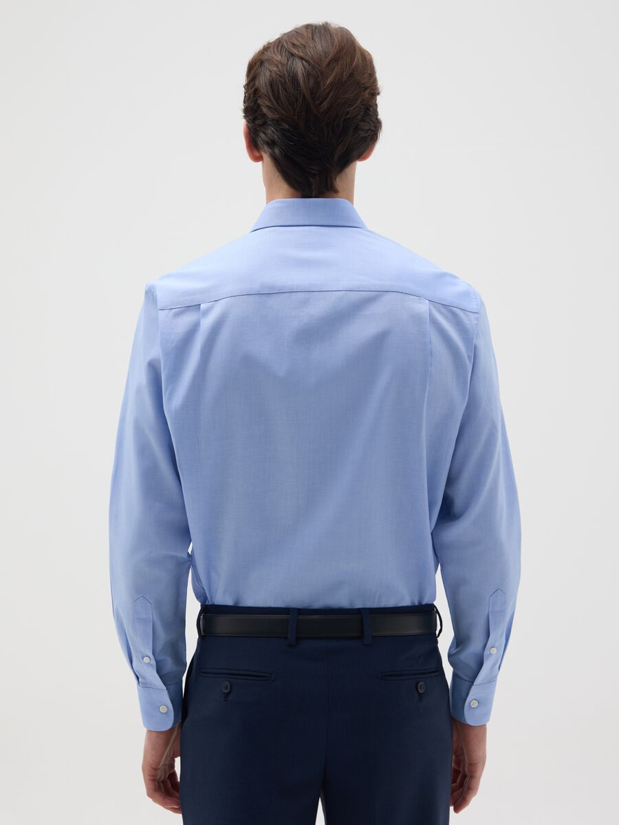 Camicia da uomo in puro cotone azzurra easy iron_1