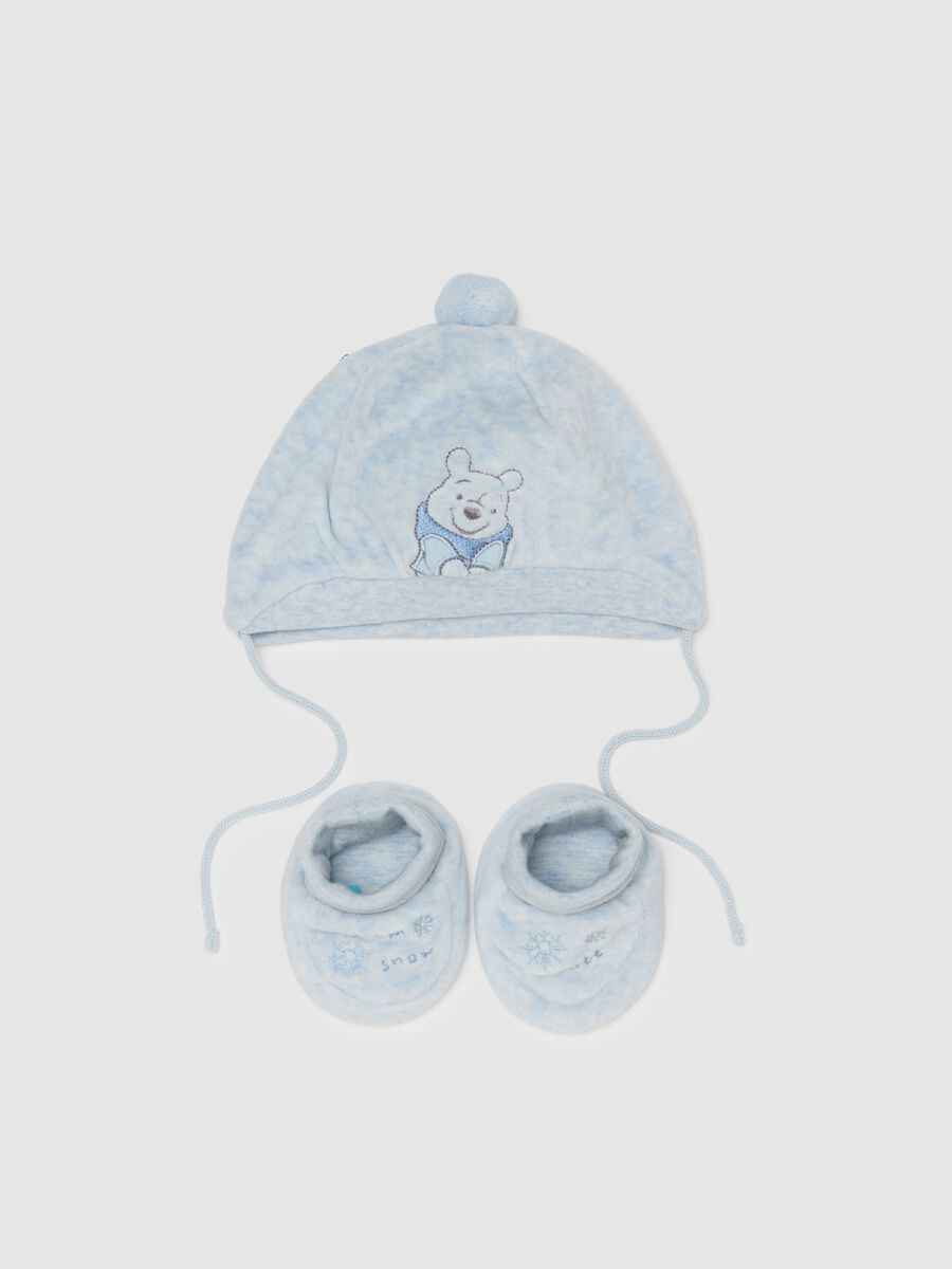 Blue newborn cotton hat and booties_0