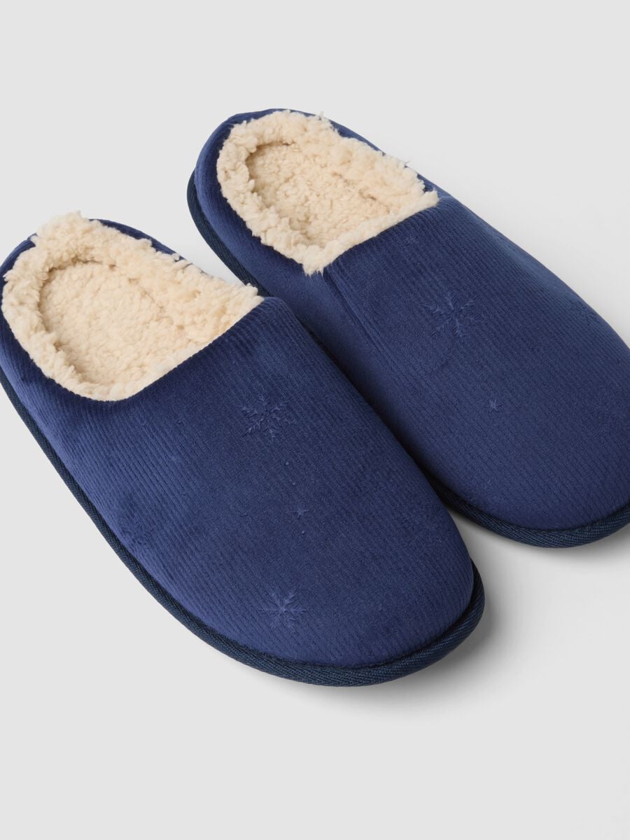 Pantofole blu da casa con interno effetto peluche_1