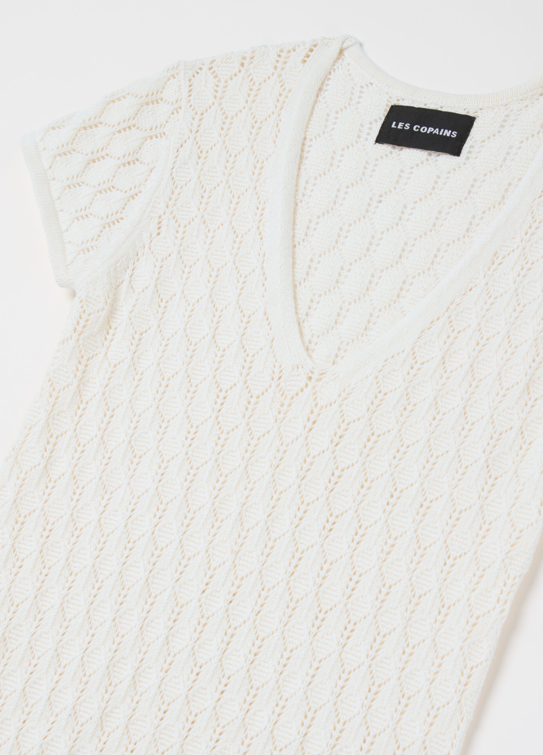 Vestito lungo crochet a maniche corte