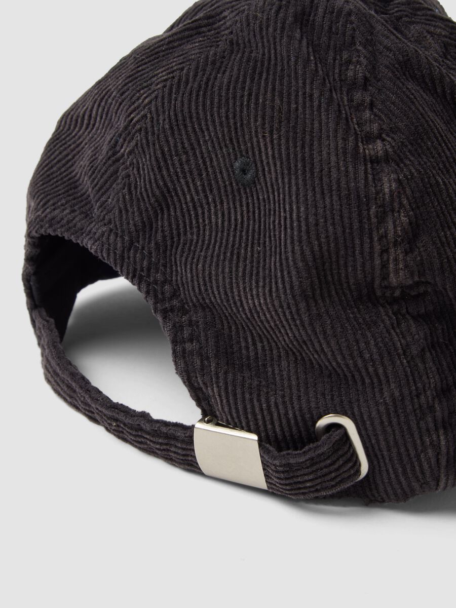 Cappello baseball marrone in puro cotone a coste_2
