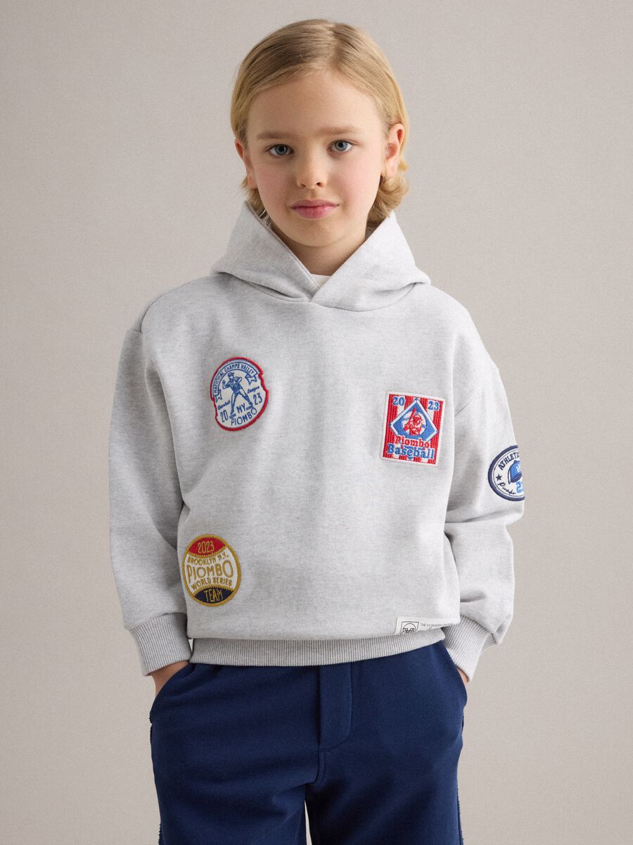 Child's grey regular fit cotton blend sweatshirt with patch_1