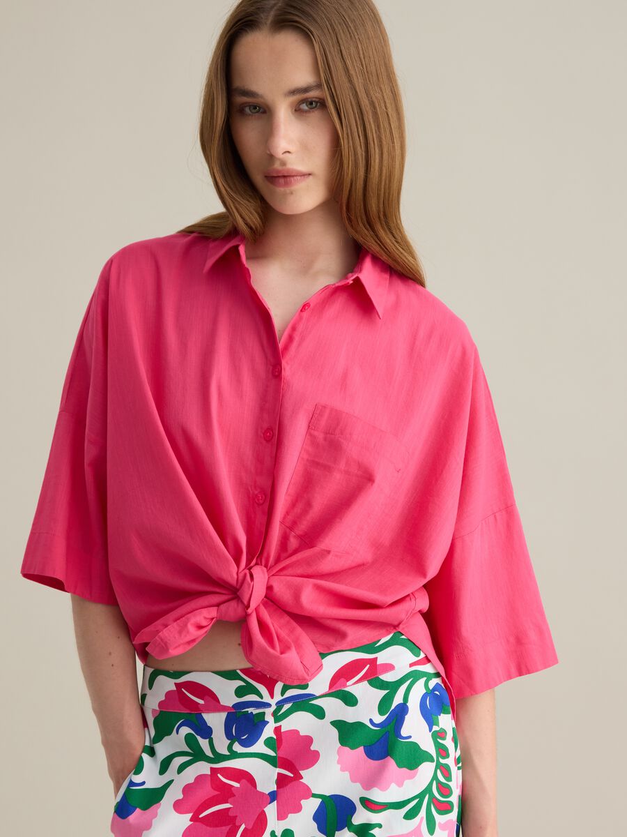 Women's Oversize Pink Pure Cotton Shirt_2