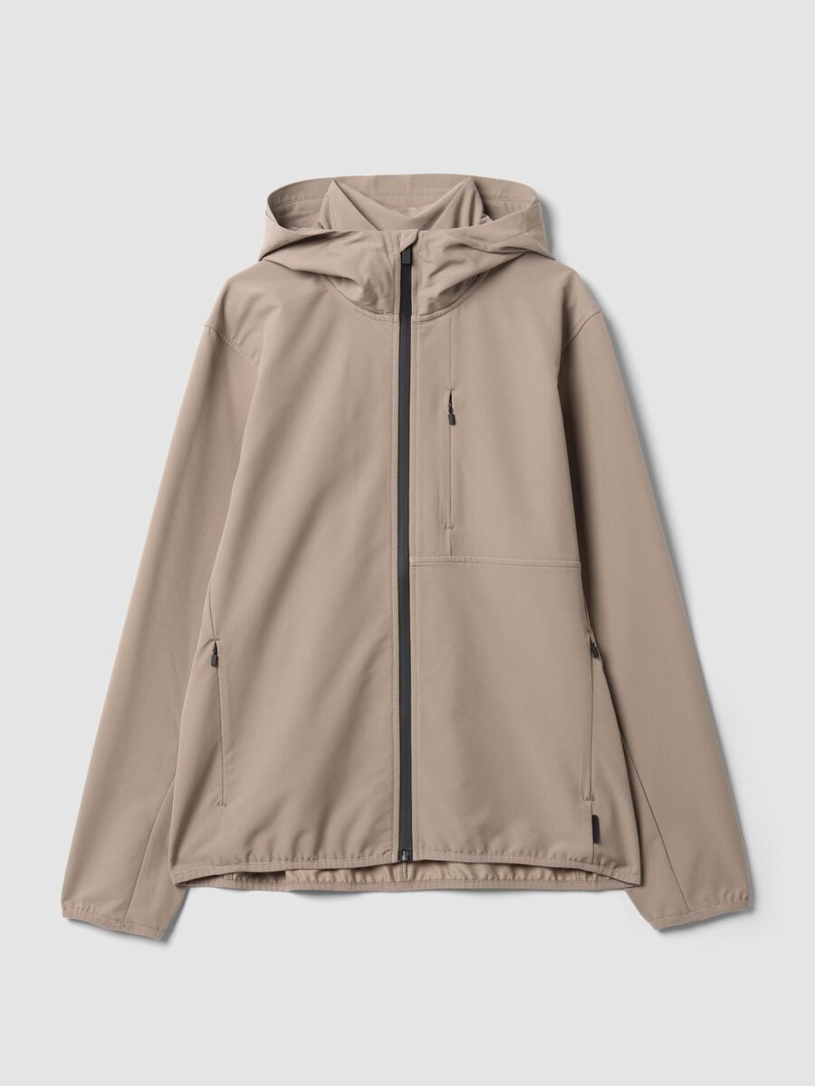 Giacca beige con cappuccio in tessuto elasticizzato regular fit_4