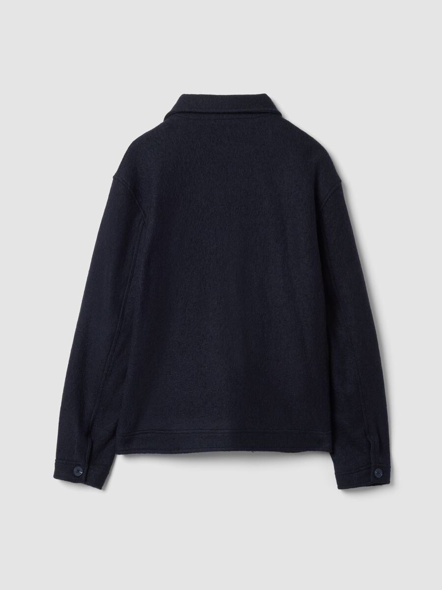 Shacket blu navy imbottita in misto lana e viscosa_2