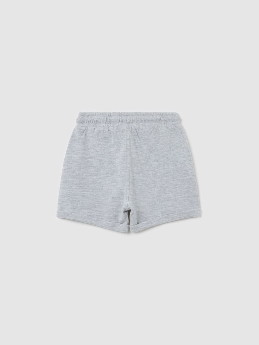 Grey shorts in cotton and viscose with drawstring_1