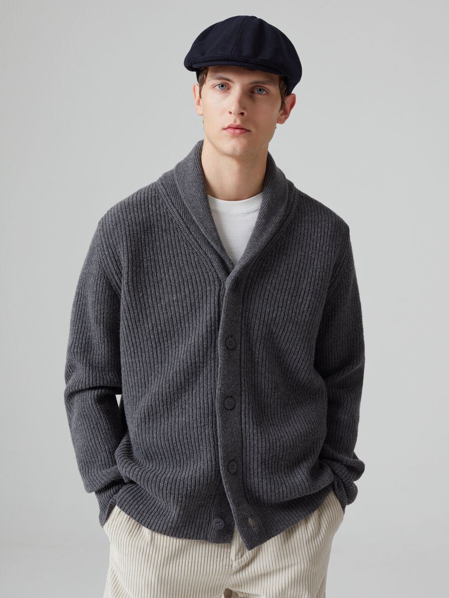 Cardigan melange collo a scialle_0