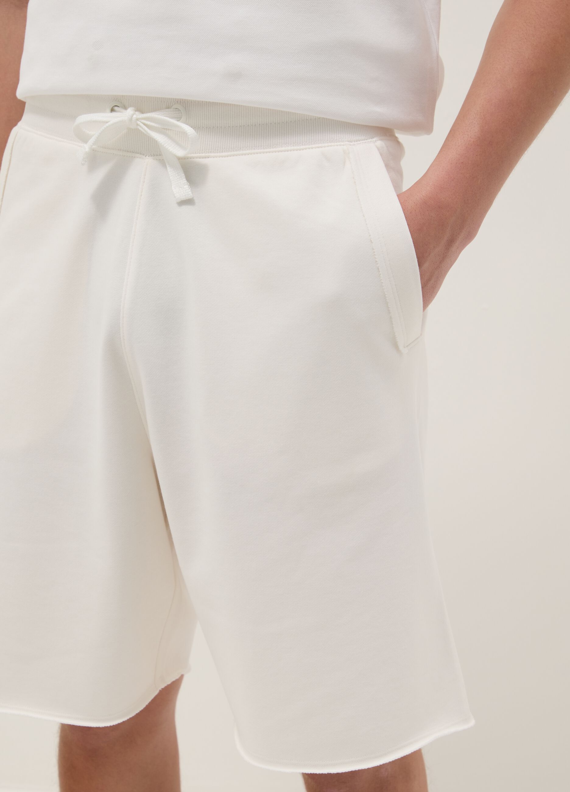 White relaxed-fit cotton-blend shorts