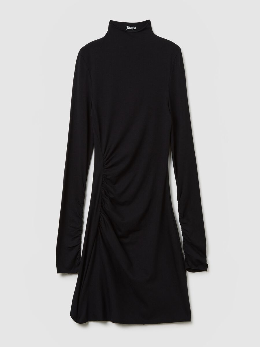 Mock-Neck Mini Dress Black_5