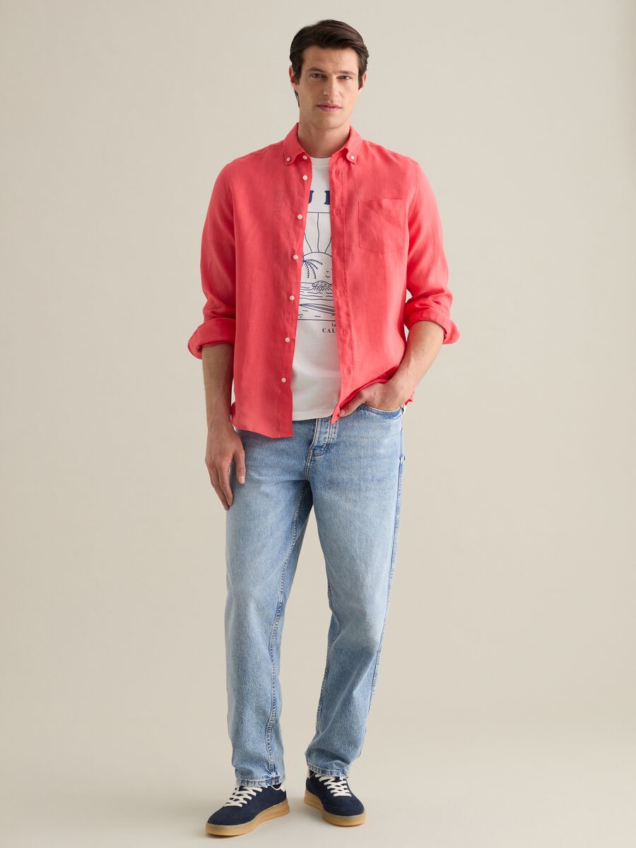 Pink Long Sleeve Linen Shirt by Piombo_1