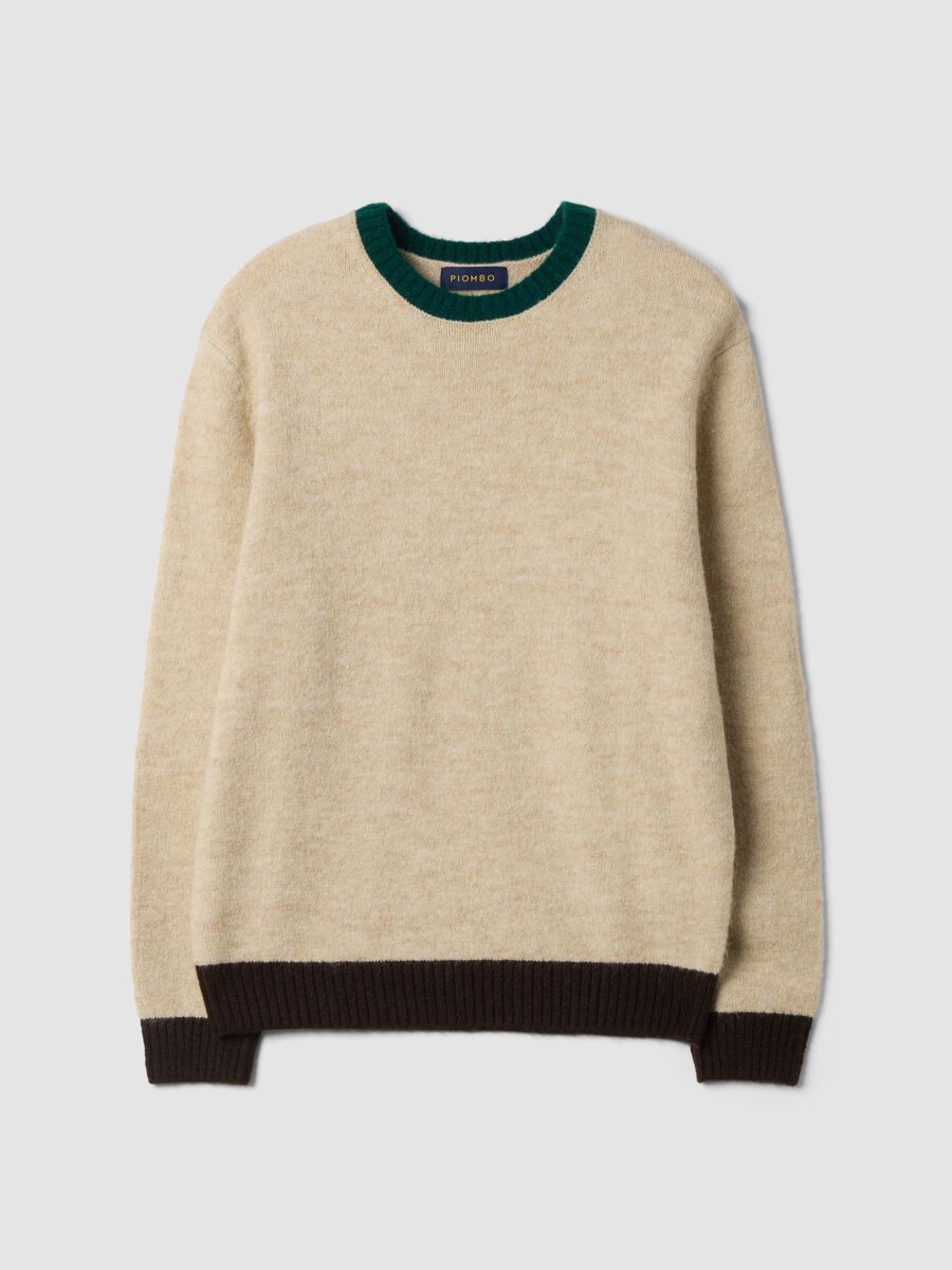 Maglione beige girocollo in lana e alpaca elasticizzate regular fit_0