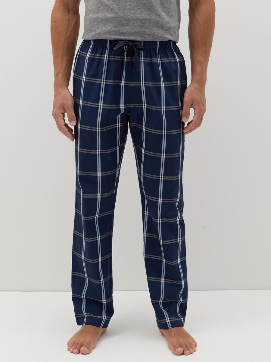 Pyjama trousers in check cotton_1