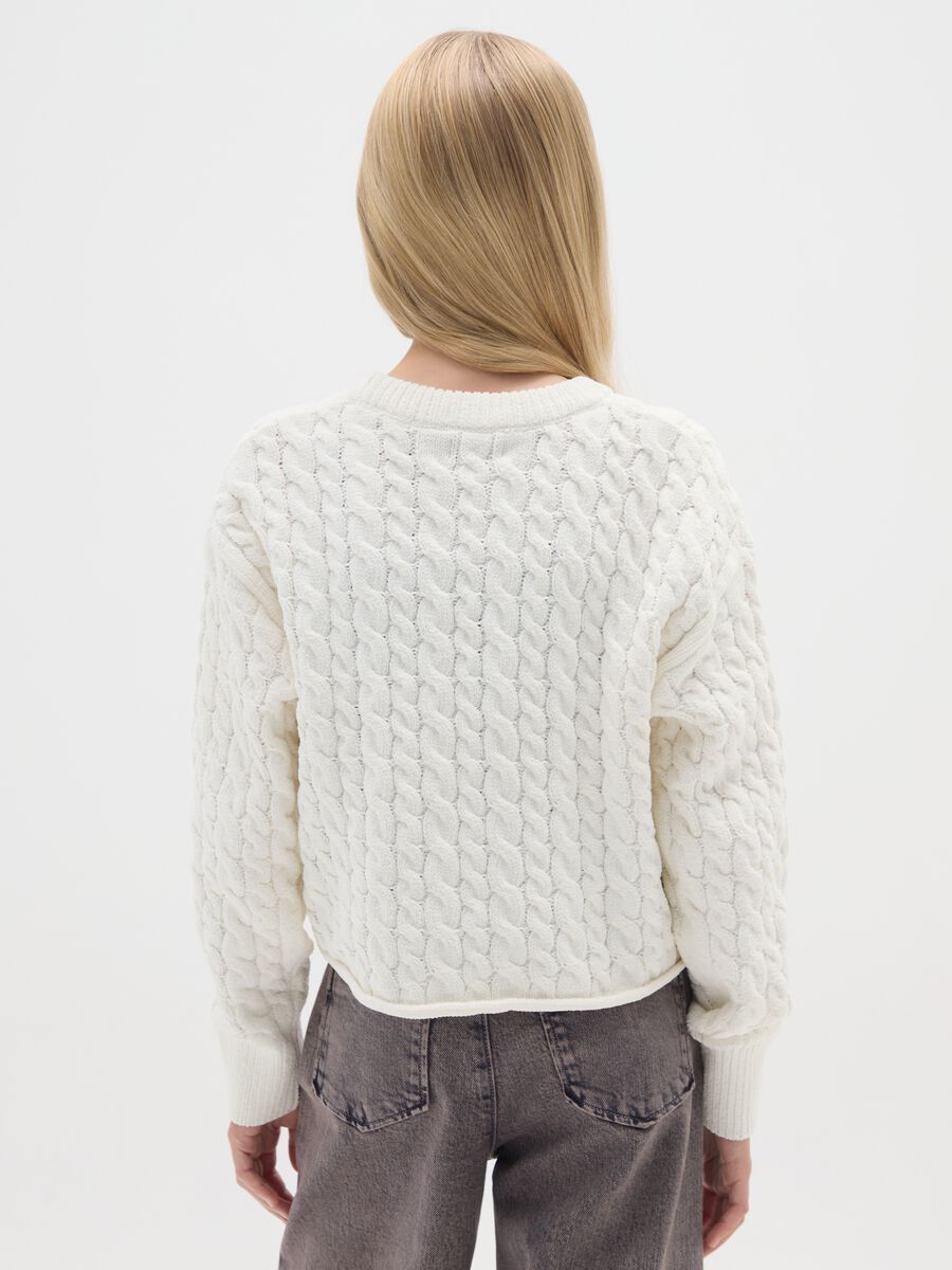 Girls' pure white wool regular fit high-neck sweater_1