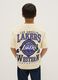 Kids' beige pure cotton T-shirt regular fit with Lakers logo_1