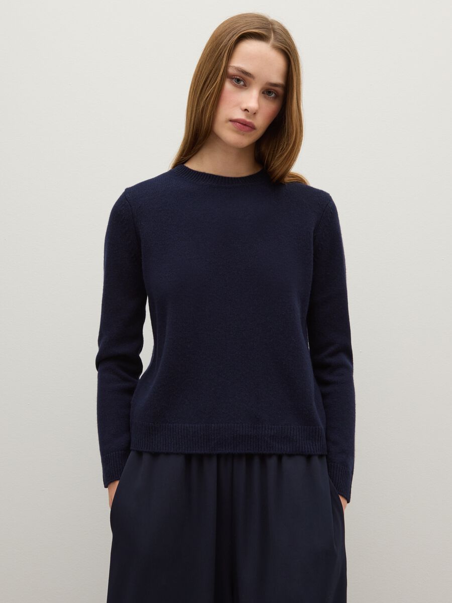 Blue Wool Blend Jumper Regular Fit_0