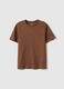 Brown pure cotton crew neck T-shirt regular fit_0