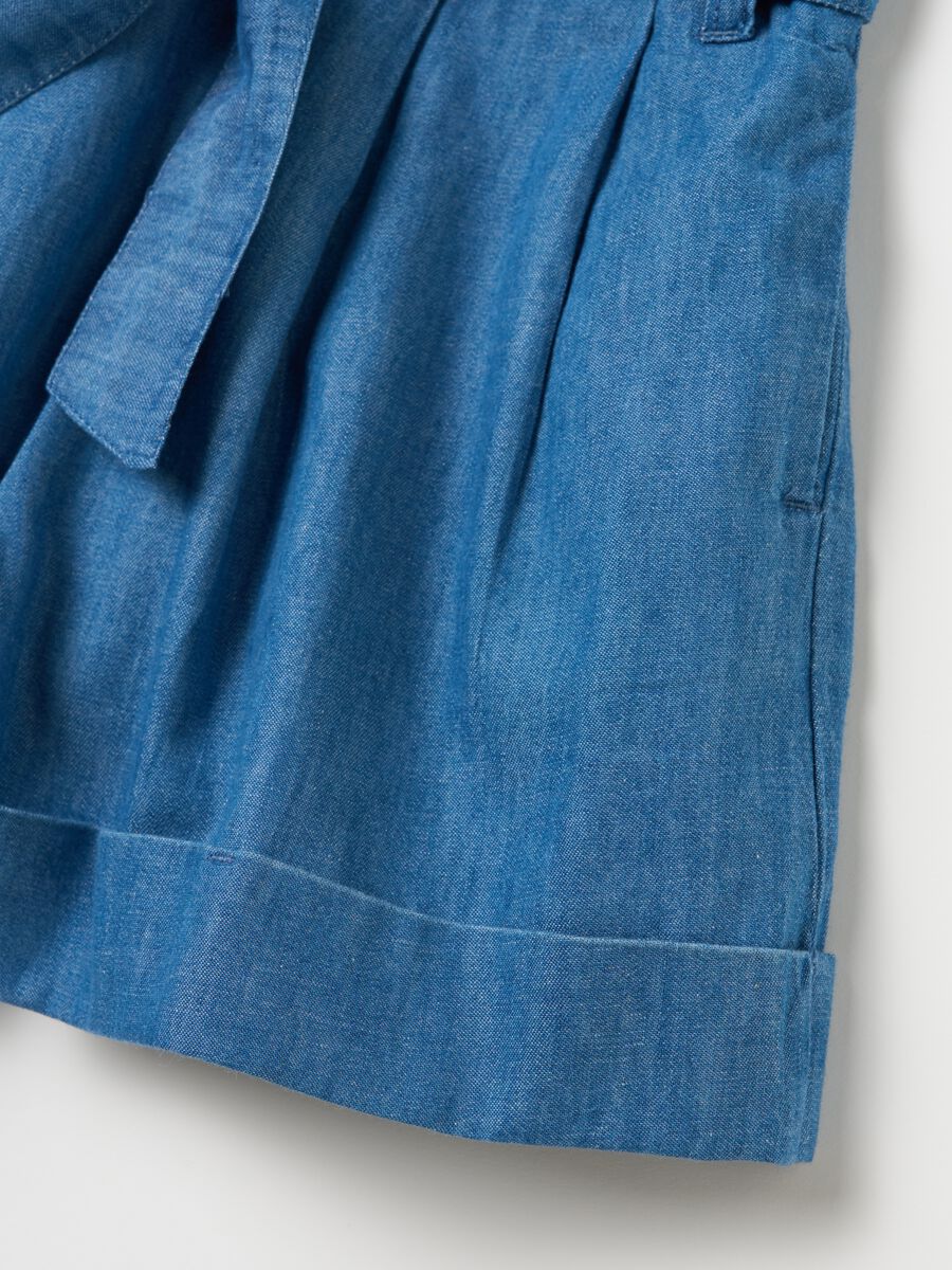 Girls' blue regular fit cotton shorts_3