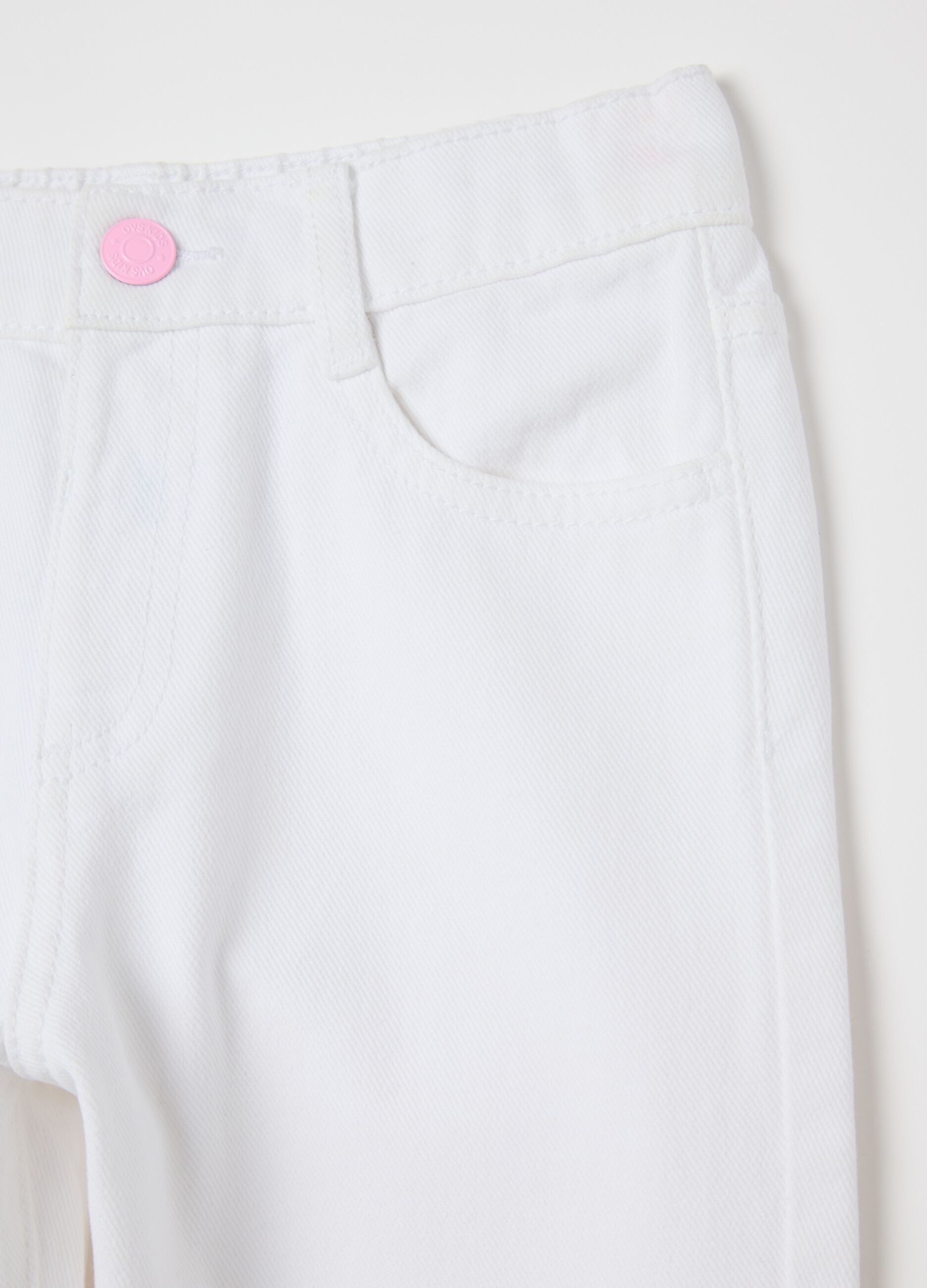 White trousers in drill with stars embroidery