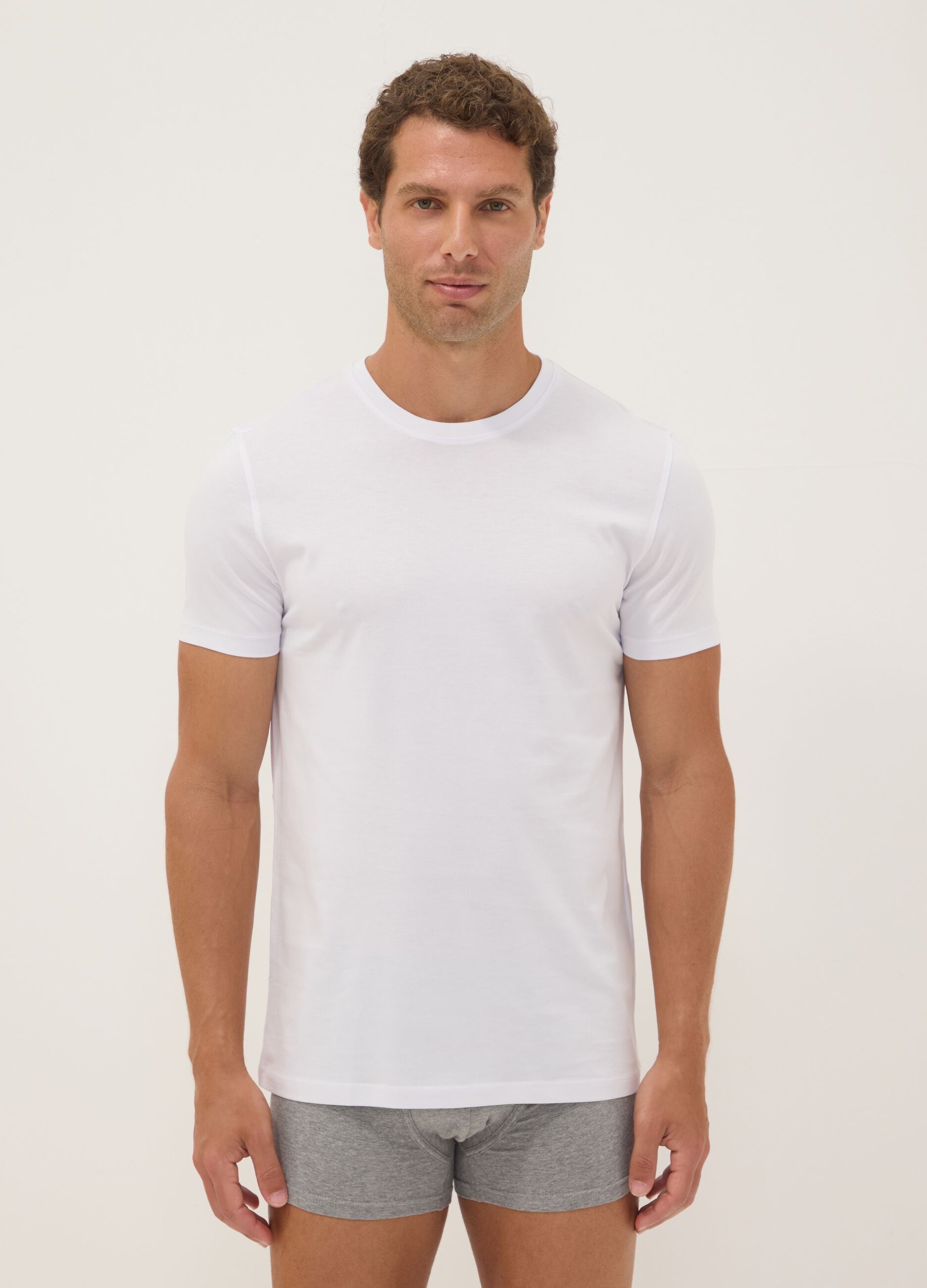 White Supima cotton crew-neck T-shirt, regular fit