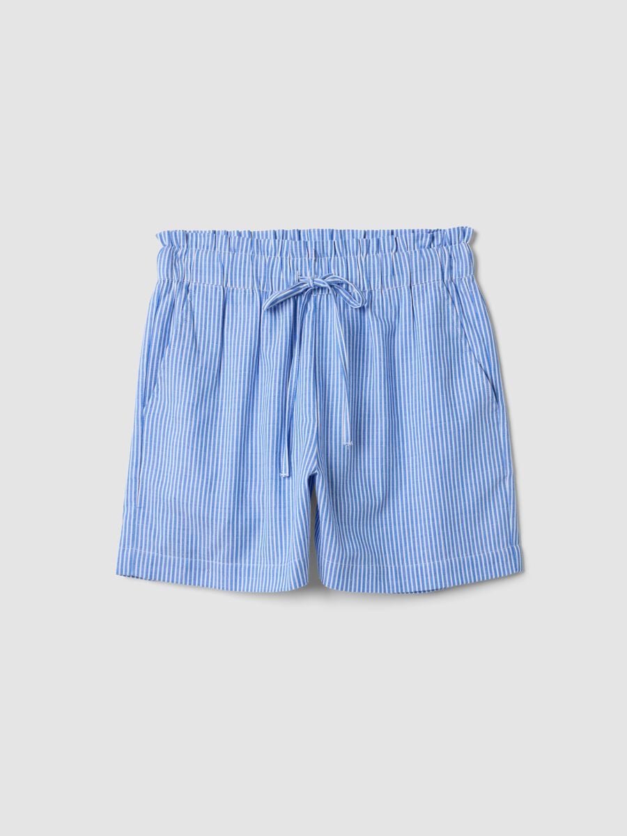 Blue striped shorts in pure cotton_4