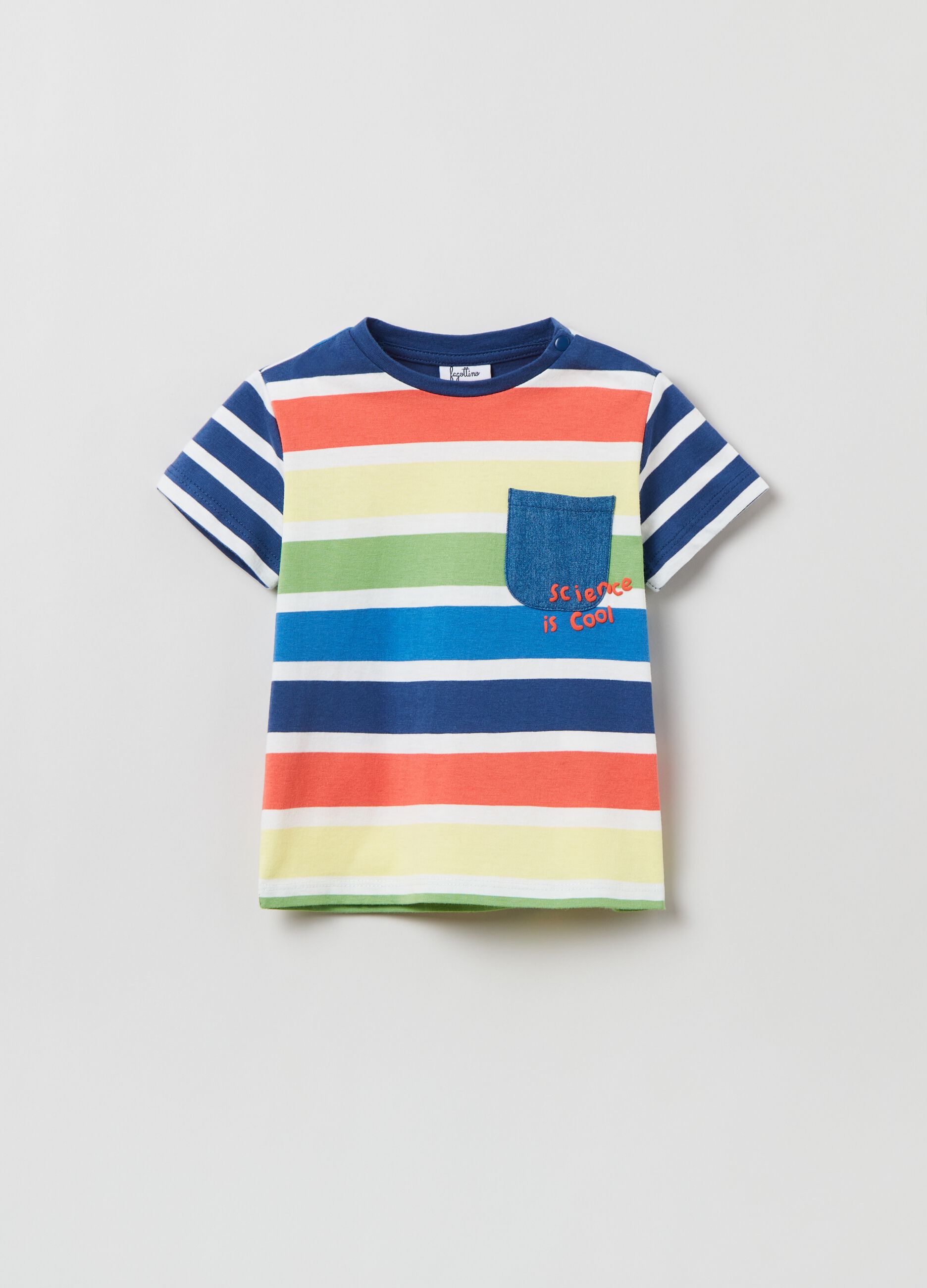 Striped T-shirt with pocket in denim