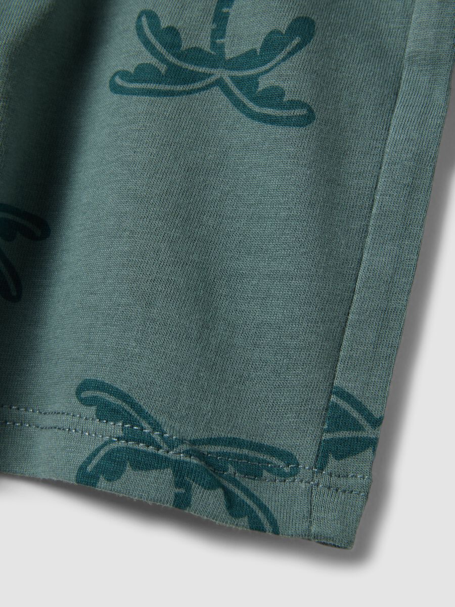 Green organic cotton shorts with palm print_3