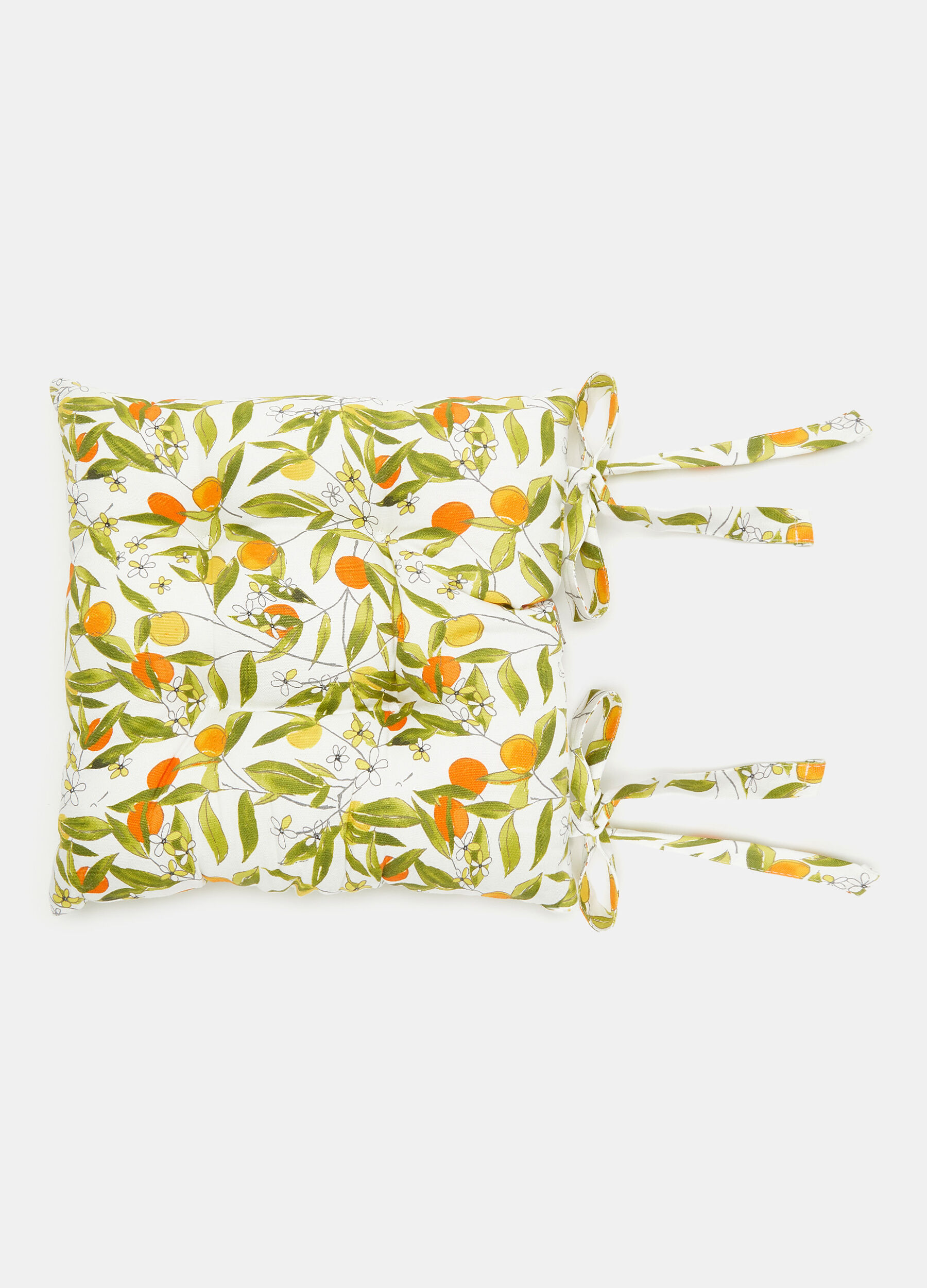 Square seat pad with citrus fruits print