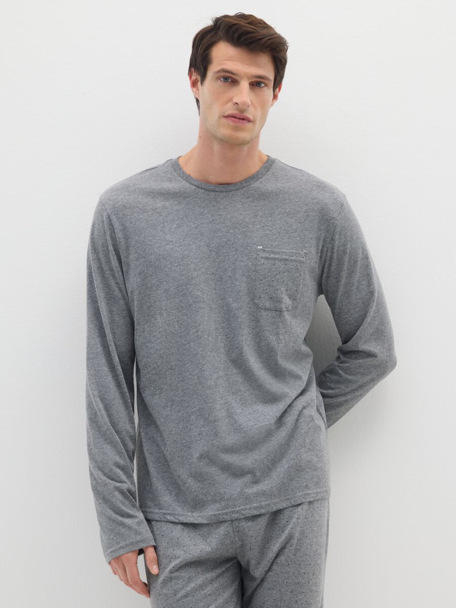 Pigiama grigio in cotone a maniche lunghe_1