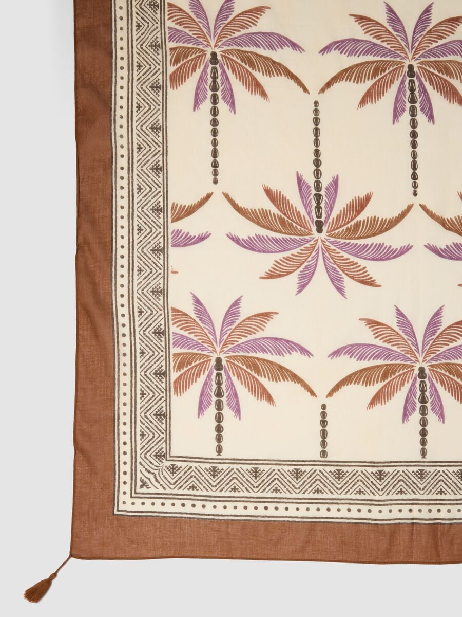 Pareo marrone in puro cotone con stampa tropicale_6