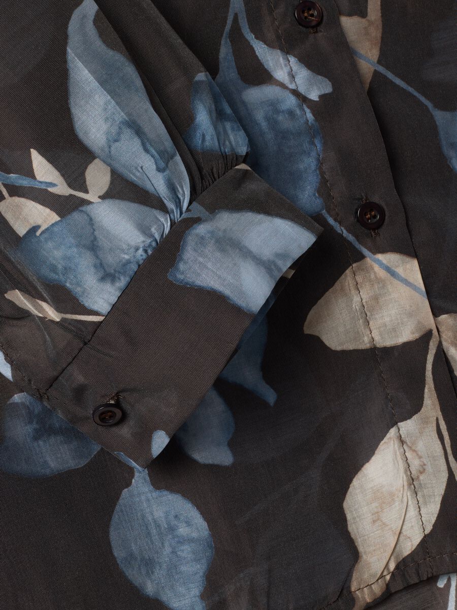 Brown lyocell-blend regular-fit shirt with foliage print_6