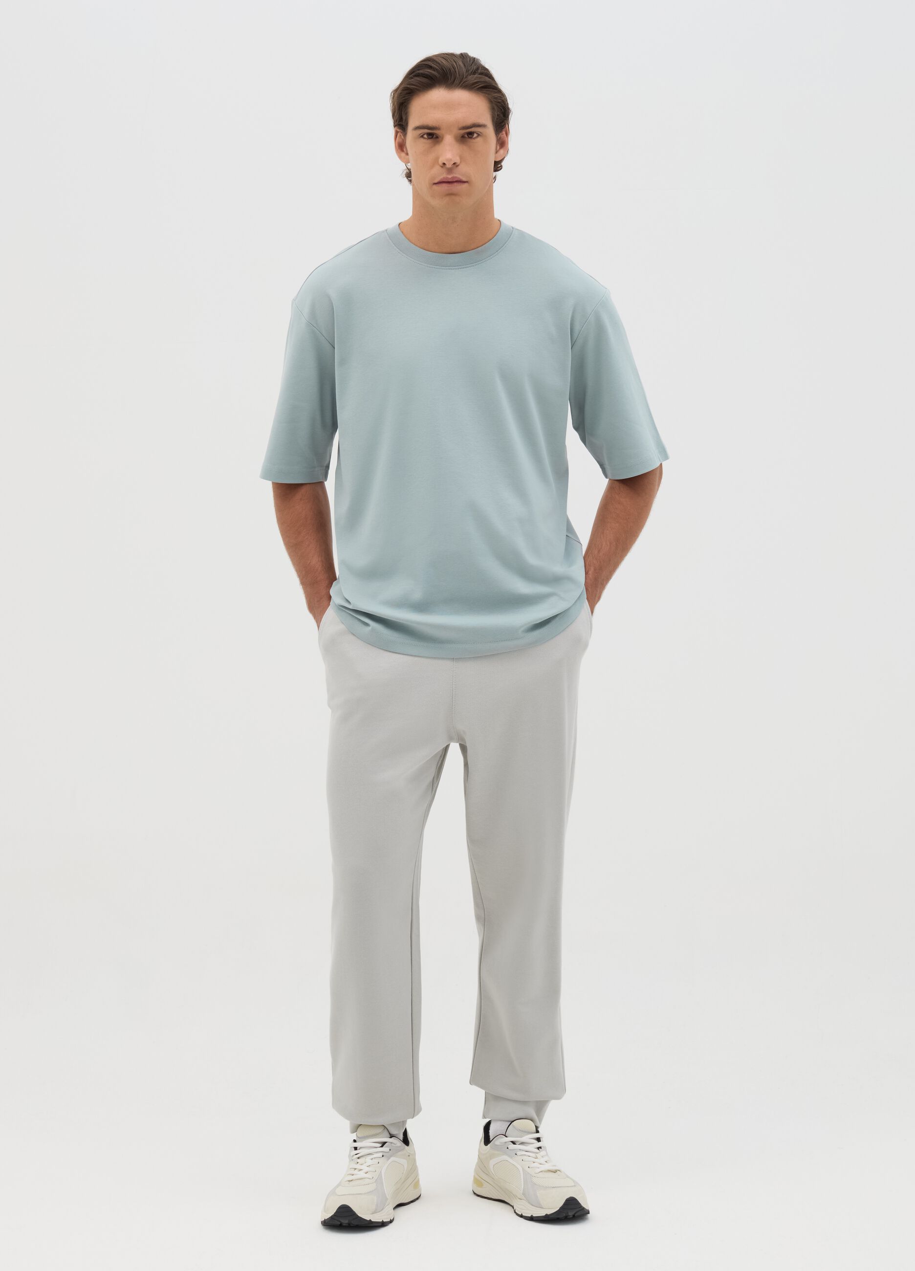 Joggers in cotton with drawstring