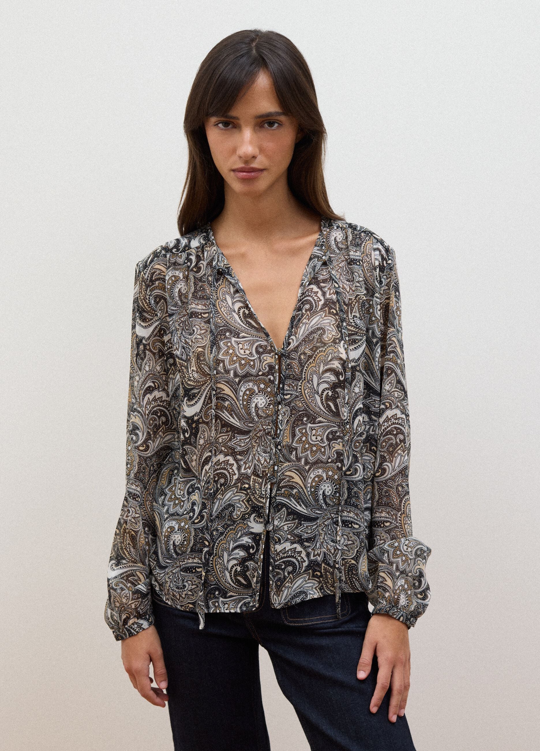 Multicolour paisley-print long-sleeve shirt