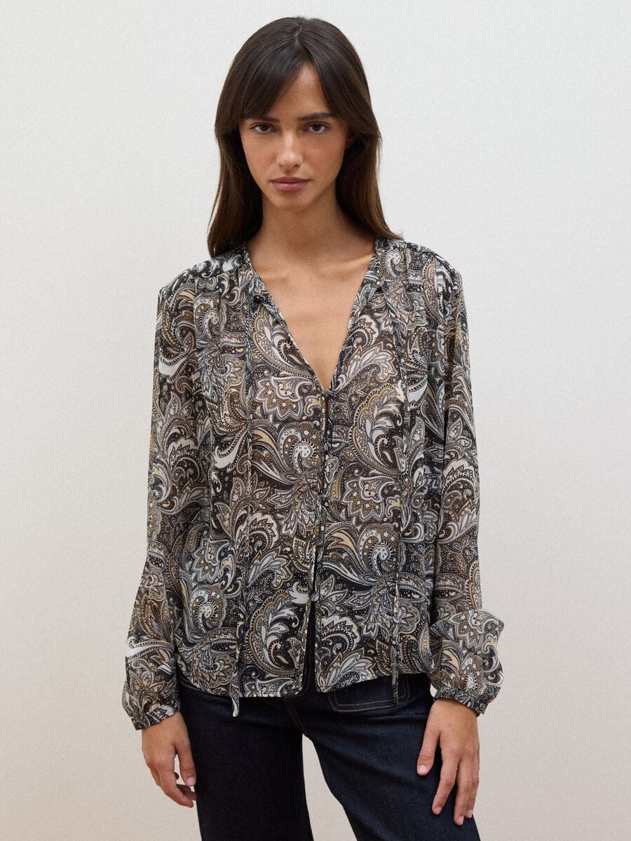 Camicia multicolor a fantasia paisley con maniche lunghe_1