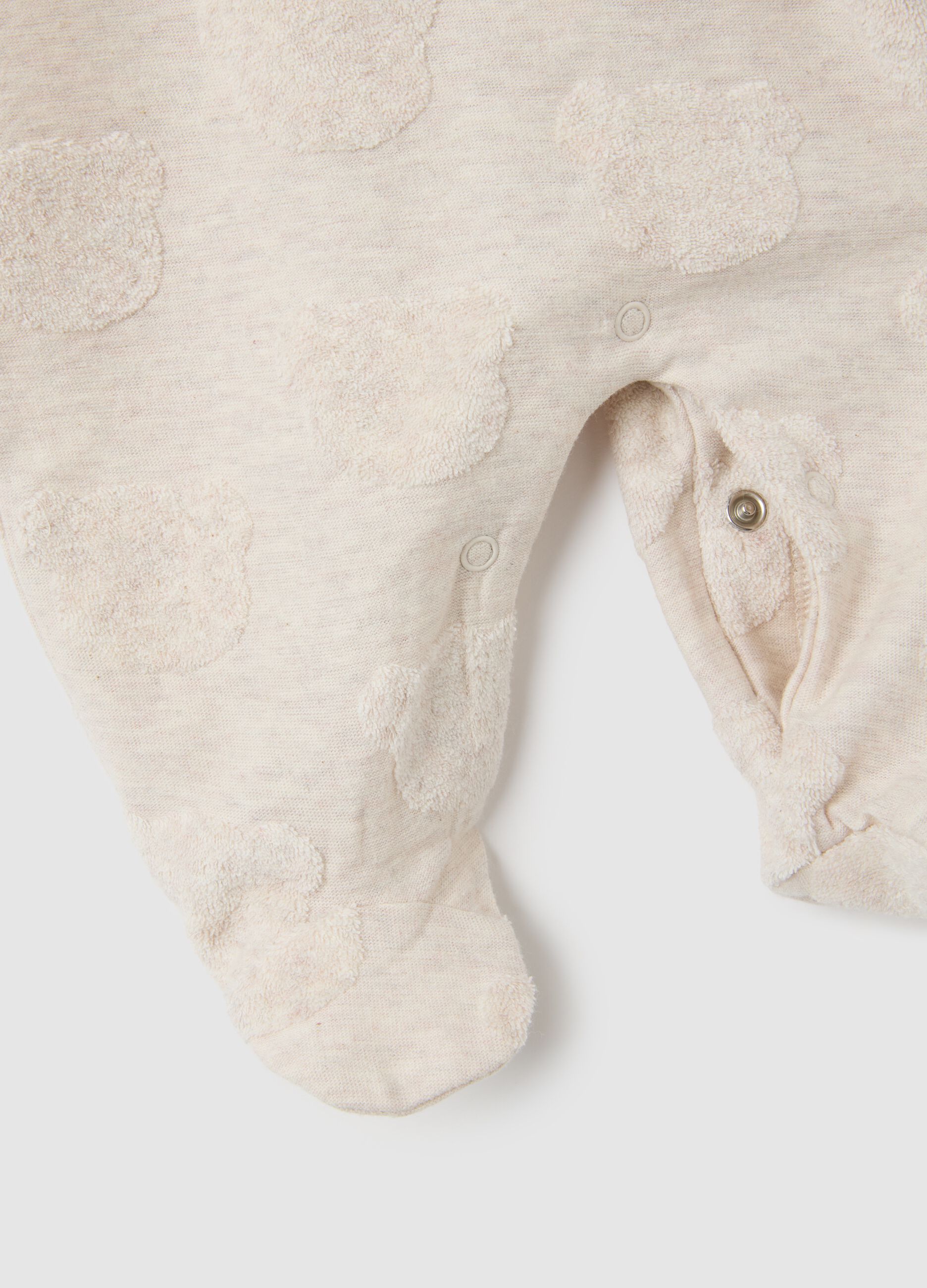 Baby bodysuit in pure beige cotton with collar