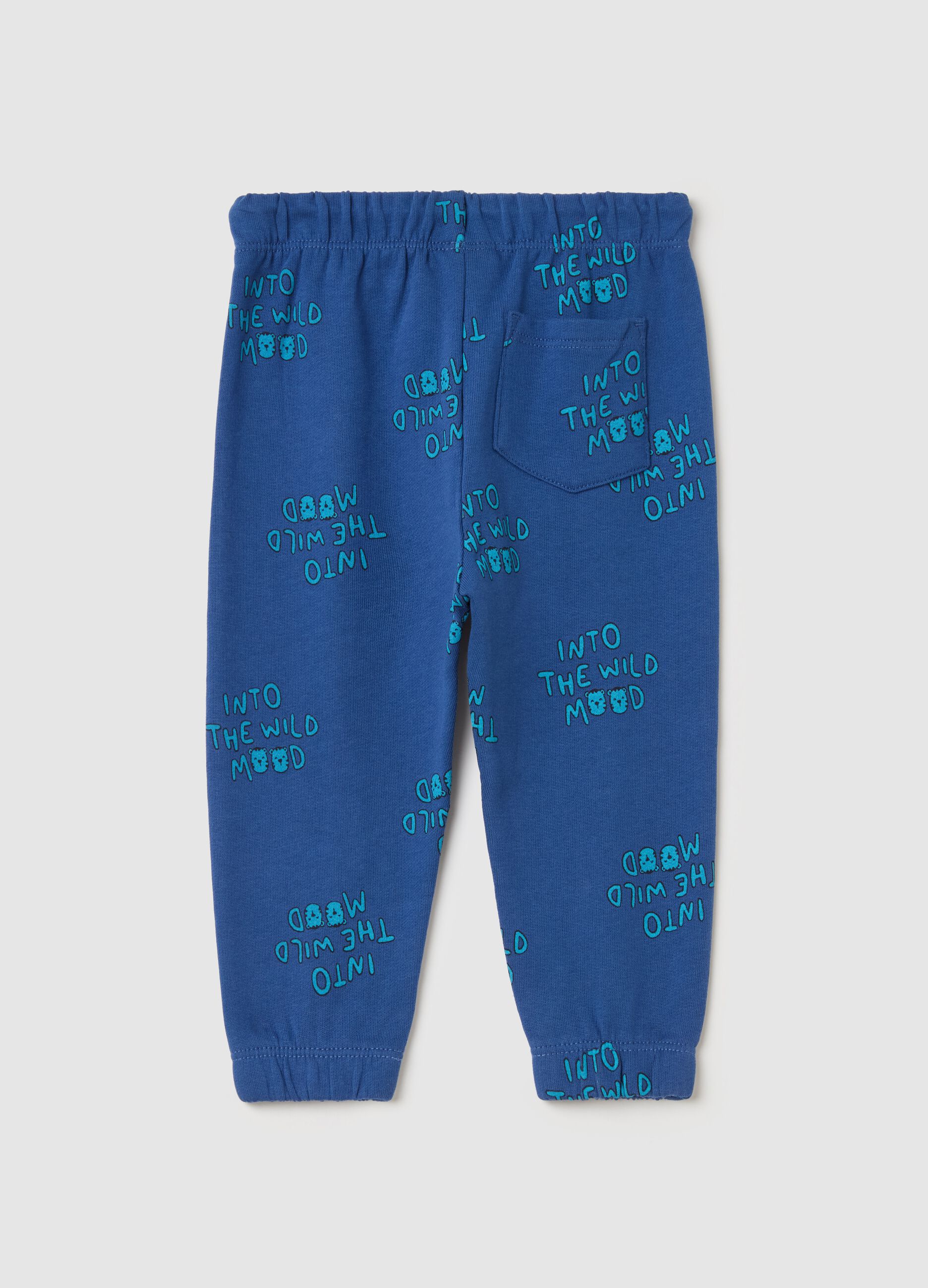 Joggers with elasticated trims and "Into the wild mood” print