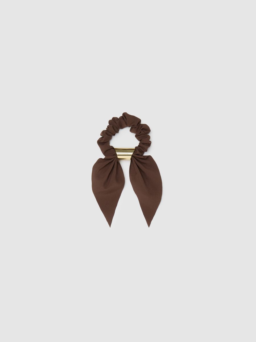 Women's brown hair tie with knot_0