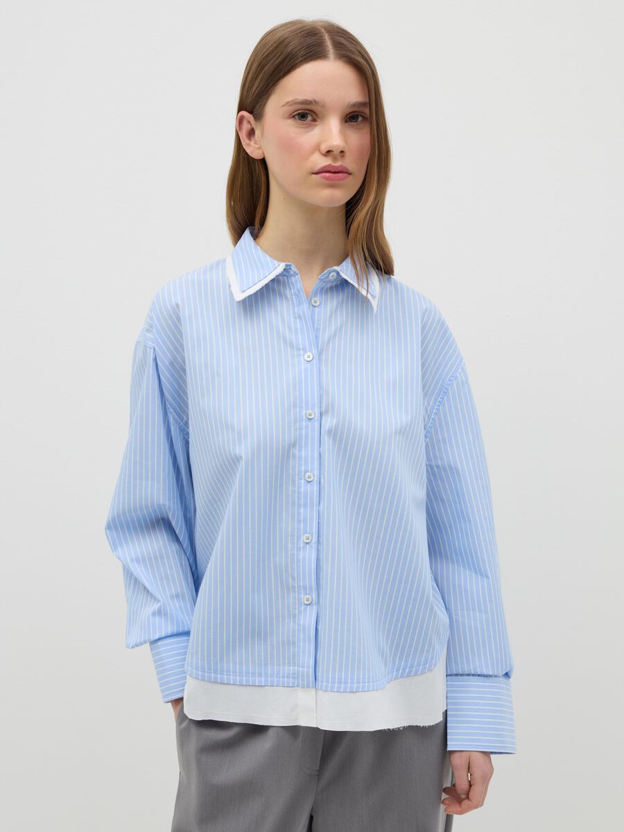 Pinstriped shirt with layered-effect details_0